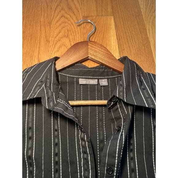 Apt. 9 Black & White Pinstripe Button Down Shirt Size M – Fitted Office Siren Bl - Picture 3 of 7